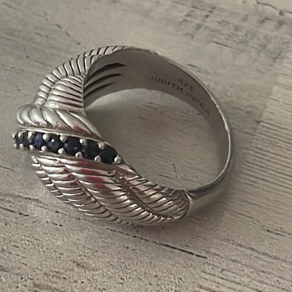 Judith Ripka Silver Sapphire Domed Statement Ring. - Picture 3 of 4
